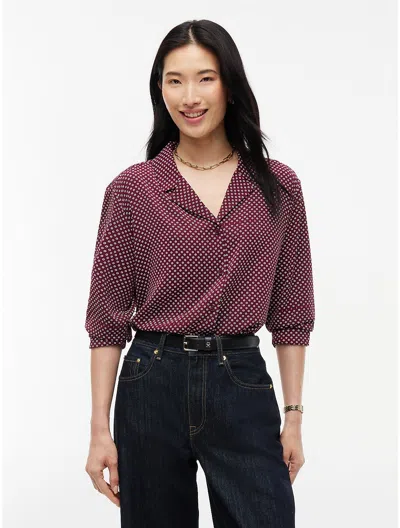 Tommy Hilfiger Oversized Fit Printed Crepe Pajama Shirt In Burgundy