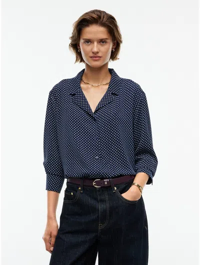 Tommy Hilfiger Oversized Fit Printed Crepe Pajama Shirt In Blue