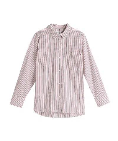 Tommy Hilfiger Oversized Fit Stripe Shirt In Red White Blue Thin Stp