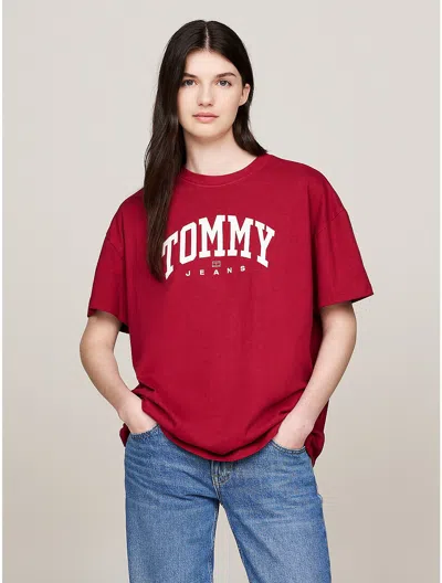 Tommy Hilfiger Oversized Fit Varsity Logo T In Red Carpet