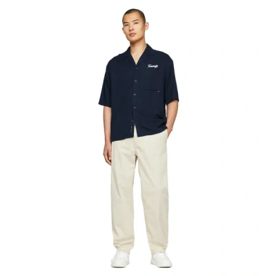 Tommy Hilfiger Oversized Short-sleeved Shirt In Blue