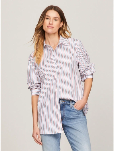 Tommy Hilfiger Oversized Stripe Shirt In Optic White Th Multi