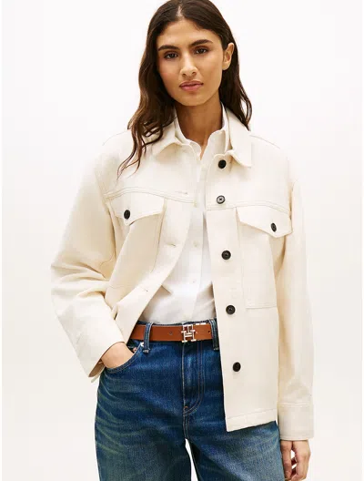Tommy Hilfiger Oversized Twill Utility Shirt Jacket In Pink