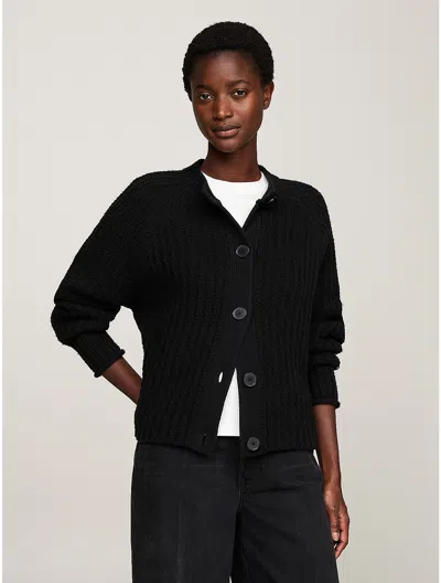 Tommy Hilfiger Oversized Wool Cardigan In Black