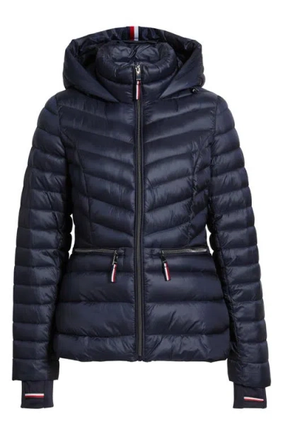 Tommy Hilfiger Packable Chevron Puffer Jacket With Hood In Blue