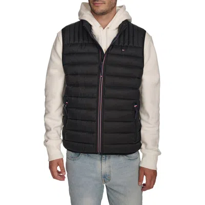 Tommy Hilfiger Packable Faux Down Vest In Black