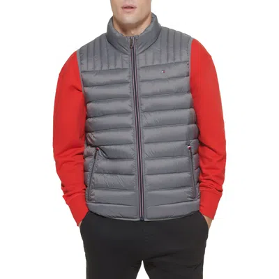 Tommy Hilfiger Packable Faux Down Vest In Gray