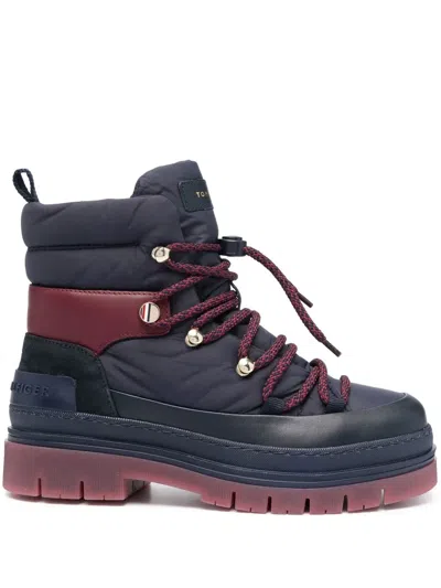 Tommy Hilfiger Padded Lace-up Ankle Boots In Blue
