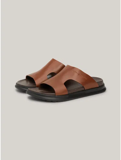 Tommy Hilfiger Padded Leather Sandal In Winter Cognac