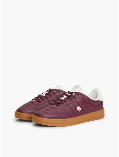 Tommy Hilfiger Padded Leather Skater Sneaker In Burgundy