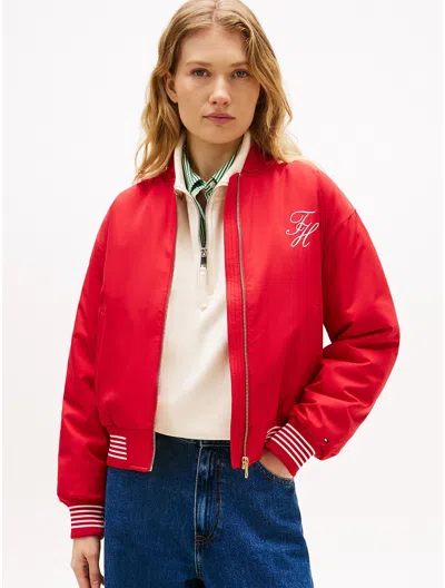Tommy Hilfiger Padded Twill Bomber Jacket In Red