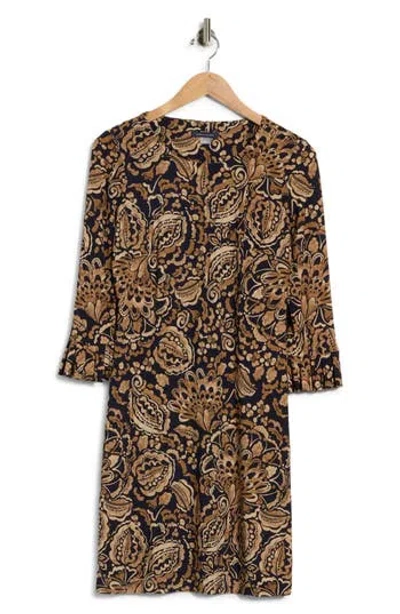 Tommy Hilfiger Paisley Long Sleeve Shift Dress In Multi