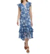 Tommy Hilfiger Paisley Print Ruffled Midi Dress In Blue In Blue
