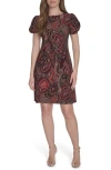 Tommy Hilfiger Paisley Twist Sleeve Minidress In Burgundy