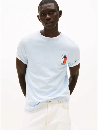 Tommy Hilfiger Palm Tree Logo Slub Cotton T In Blue