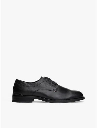 Tommy Hilfiger Paneled Leather Derby Shoe In Black