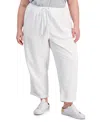 Tommy Hilfiger Pants Womens White Twill Cuffed Hem High Rise Drawstring Fts1080 In Multi