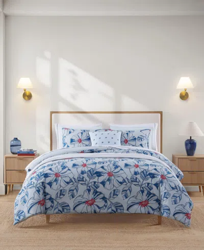 Tommy Hilfiger Paradise Cove Floral Cotton Reversible 3-pc. Comforter Set, King In Blue