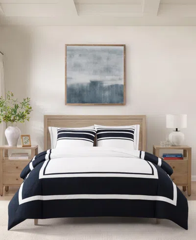 Tommy Hilfiger Park Avenue Cotton 3-pc. Comforter Set, King In Dark Navy Blue,white