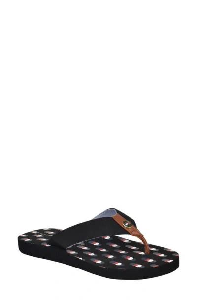 Tommy Hilfiger Patterned Footbed Flip Flop In Black