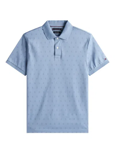 Tommy Hilfiger Patterned Short-sleeve Polo Shirt In Blue