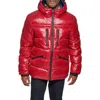 Tommy Hilfiger Pearlized Water Resistant Hooded Puffer Jacket In Red