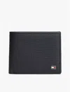 Tommy Hilfiger Pebbled Leather Bifold Card Wallet In Blue