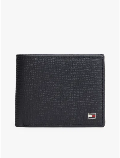 Tommy Hilfiger Pebbled Leather Bifold Card Wallet In Blue