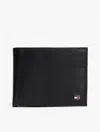 Tommy Hilfiger Pebbled Leather Bifold Wallet In Black