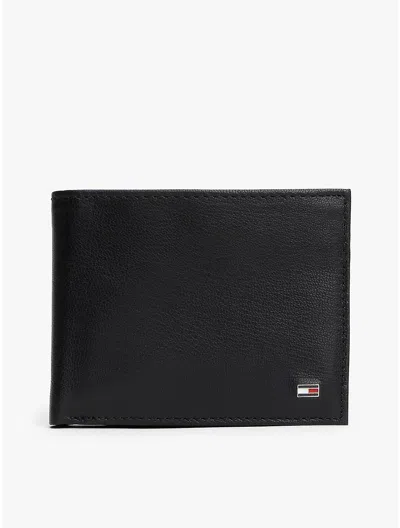 Tommy Hilfiger Pebbled Leather Bifold Wallet In Black
