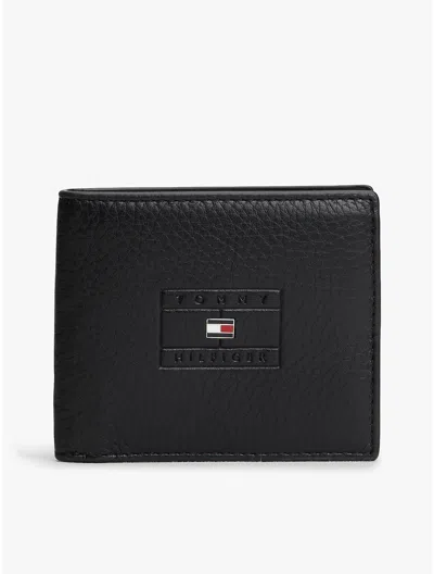 Tommy Hilfiger Pebbled Leather Bifold Wallet In Black