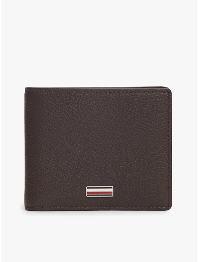 Tommy Hilfiger Pebbled Leather Bifold Wallet In Brown