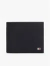 Tommy Hilfiger Pebbled Leather Card And Coin Holder In Blue