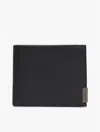 Tommy Hilfiger Pebbled Leather Card & Coin Wallet In Black