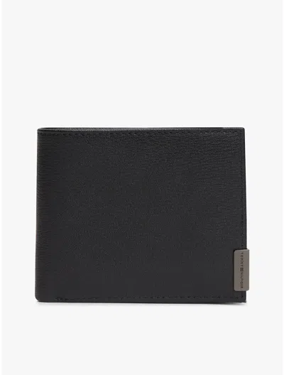 Tommy Hilfiger Pebbled Leather Card & Coin Wallet In Black