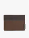 Tommy Hilfiger Pebbled Leather Card Holder In Brown