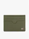 Tommy Hilfiger Pebbled Leather Card Holder In Green