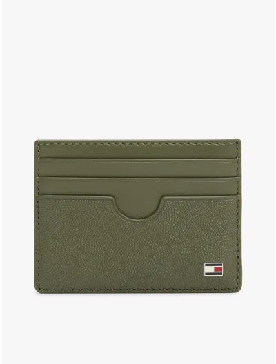 Tommy Hilfiger Pebbled Leather Card Holder In Green
