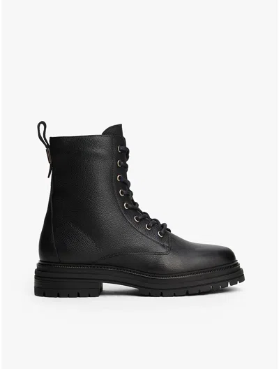 Tommy Hilfiger Pebbled Leather Lace In Black