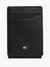 Tommy Hilfiger Pebbled Leather Magnetic Bifold Wallet In Black