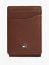Tommy Hilfiger Pebbled Leather Magnetic Bifold Wallet In Brown