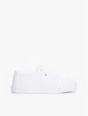 Tommy Hilfiger Pebbled Leather Platform Sneaker In White