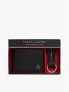Tommy Hilfiger Pebbled Leather Wallet & Keychain Set In Black
