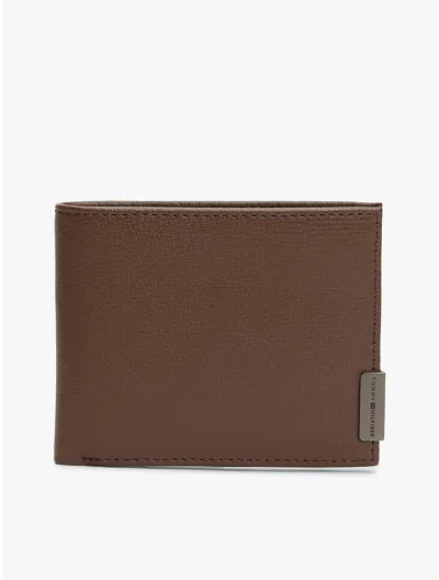 Tommy Hilfiger Pebbled Leather Wallet In Brown
