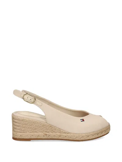 Tommy Hilfiger Peep-toe Wedge Sandals In Neutral