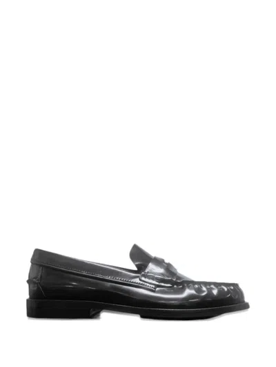 Tommy Hilfiger Penny Leather Loafers In Black