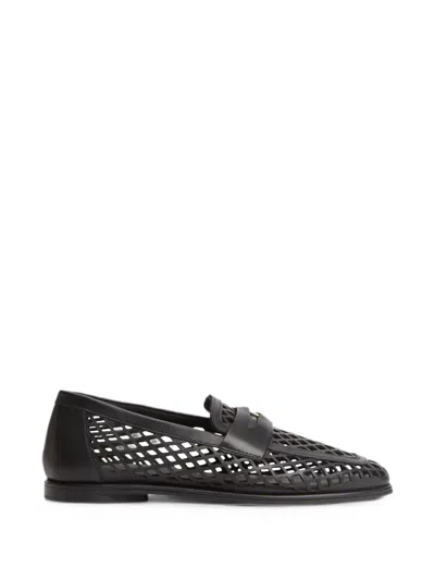 Tommy Hilfiger Perforated Loafers In Black