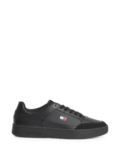 Tommy Hilfiger Perforated Panel-detail Sneakers In Black