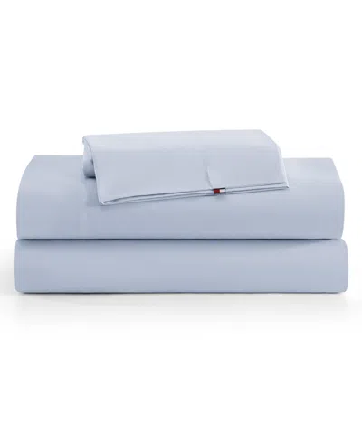 Tommy Hilfiger Performance Cooling Solid 180-thread Count Cotton 3-pc. Sheet Set, Twin Xl In Blue