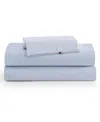 Tommy Hilfiger Performance Cooling Solid 180-thread Count Cotton 3-pc. Sheet Set, Twin Xl In Blue